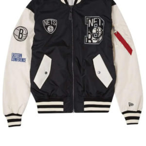 Brooklyn Nets New Era Bomber Satin Jacket