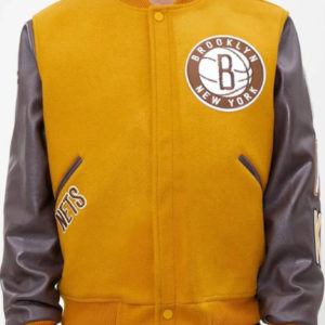 Brooklyn Nets Orange and Brown Wool Jacket