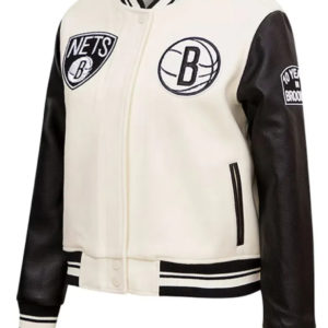 Brooklyn Nets Retro Classic Cream Wool Jacket