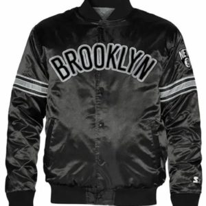 Brooklyn Nets Striped Black Satin Jacket