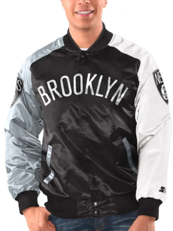 Brooklyn Nets Tricolor Satin Jacket