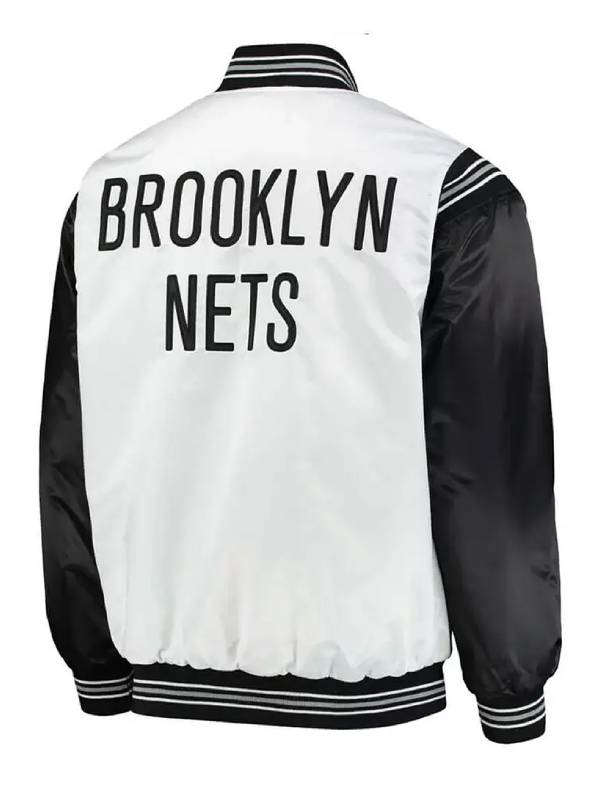 Brooklyn Nets White and Black Satin Jacket