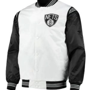 Brooklyn Nets White and Black Satin Jacket