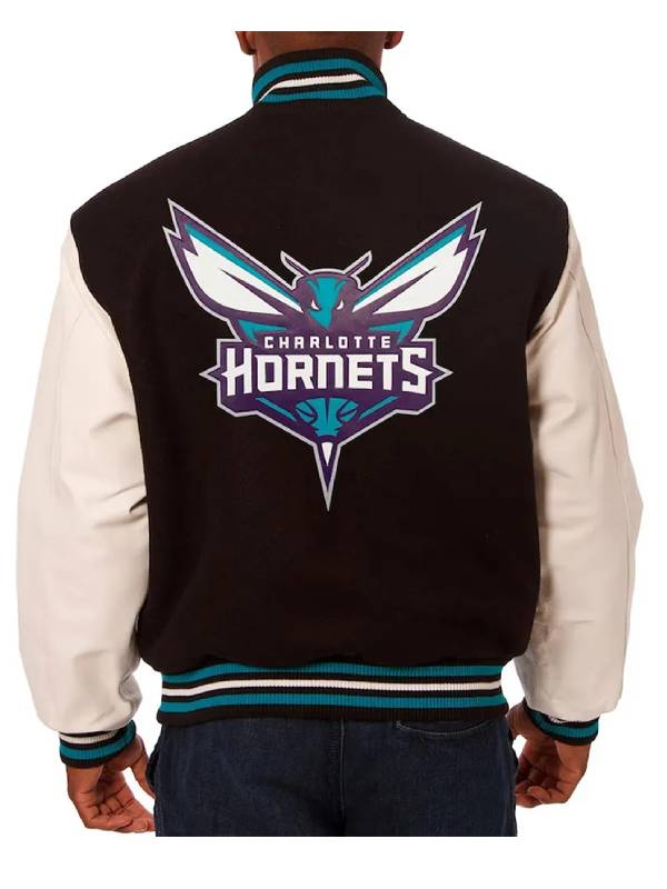 Charlotte Hornets Black and White Varsity Jacket