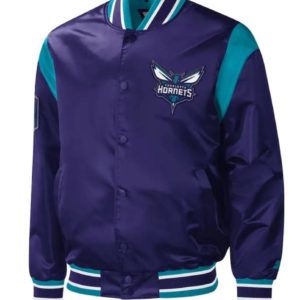 Charlotte Hornets Force Play Purple Satin Jacket