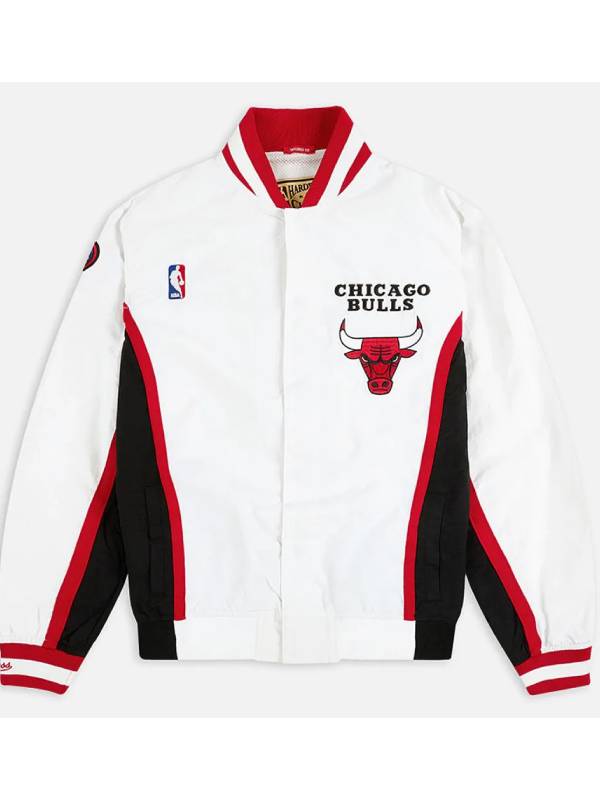 Chicago Bulls 1992-93 Warm Up White Polyester Jacket