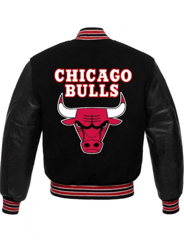 Chicago Bulls Basketball College Black Wool Jacket