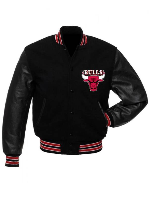 Chicago Bulls Basketball College Black Wool Jacket