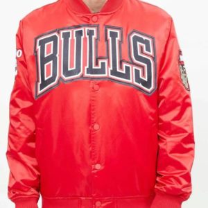 Chicago Bulls Big Logo Satin Red Jacket