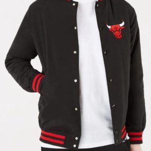 Chicago Bulls Bomber Black Cotton Bomber Jacket