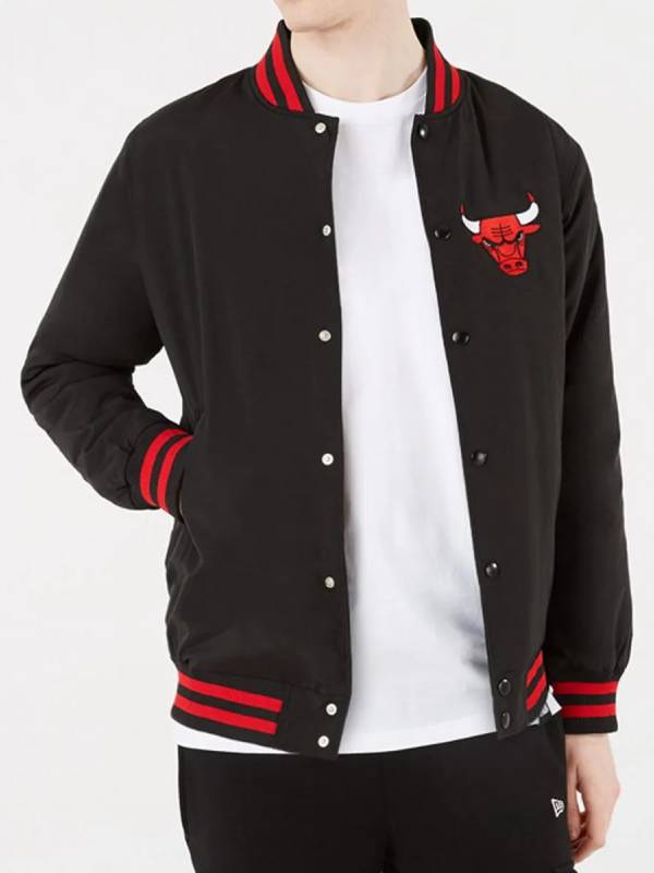 Chicago Bulls Bomber Black Cotton Bomber Jacket