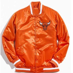 Chicago Bulls Bomber Orange Satin Jacket
