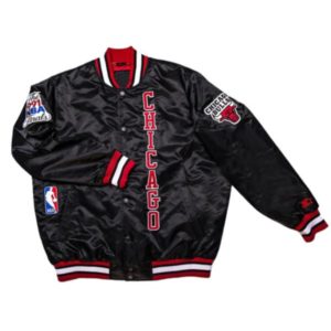 Chicago Bulls Classic Black Bomber Satin Jacket