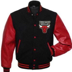 Chicago Bulls Letterman Black and Red Wool Jacket