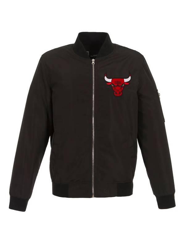 Chicago Bulls Lightweight Nylon Black Jacket