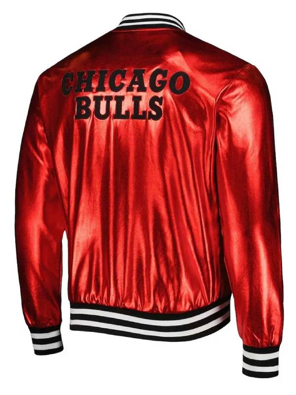 Chicago Bulls Metallic Red Leather Jacket