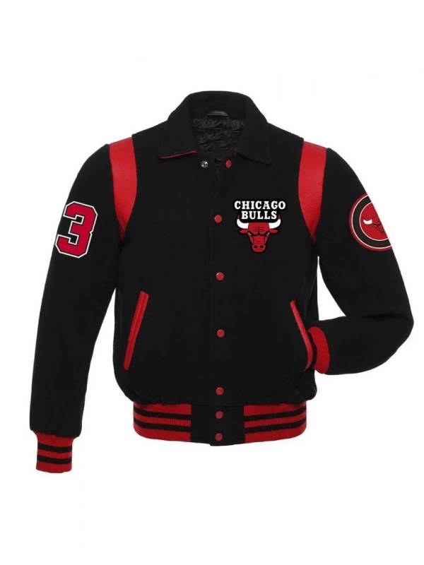 Chicago Bulls Sailor Collar Black Wool Jacket