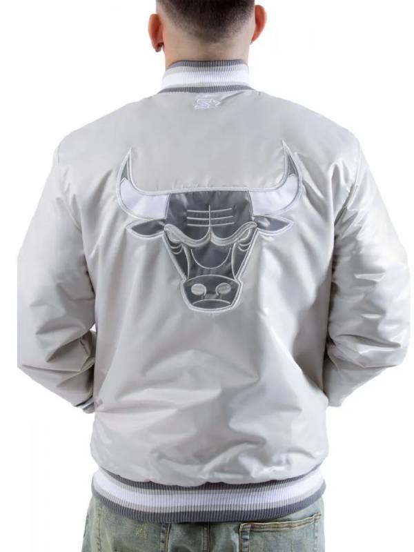 Chicago Bulls Silver Bomber Satin Jacket