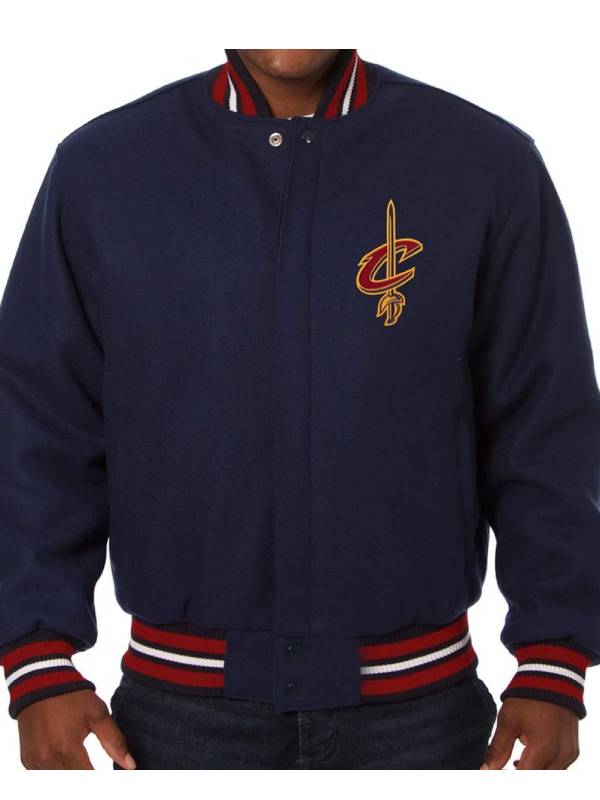 Cleveland Cavaliers Embroidered Navy Blue Varsity Jacket
