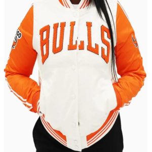NBA Chicago Bulls Orange And White Satin Jacket