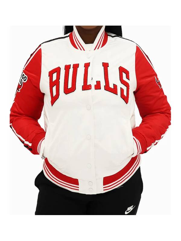 NBA Chicago Bulls Red And White Satin Jacket