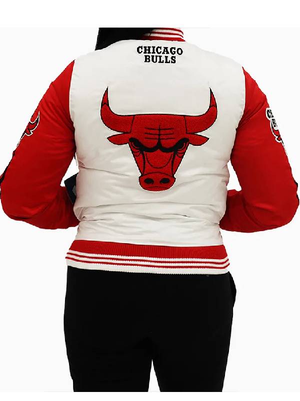 NBA Chicago Bulls Red And White Satin Jacket