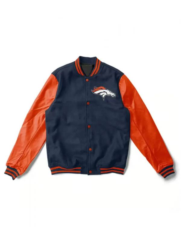 Denver Broncos Navy and Orange Wool Jacket