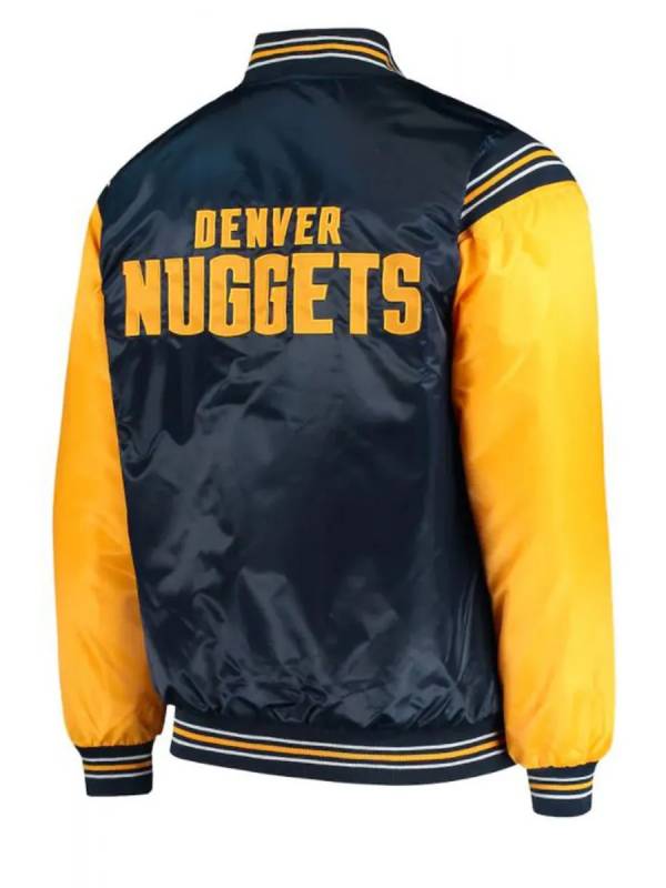 Denver Nuggets Blue and Yellow Varsity Satin Jacket