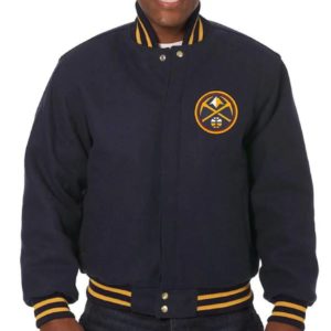 Denver Nuggets Navy Blue Wool Varsity Jacket