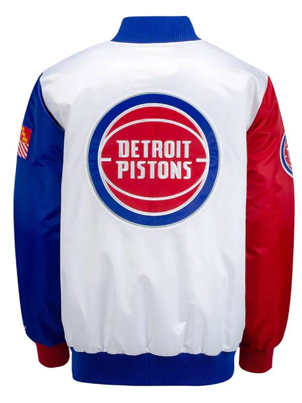 Detroit Pistons 313 White Satin Jacket