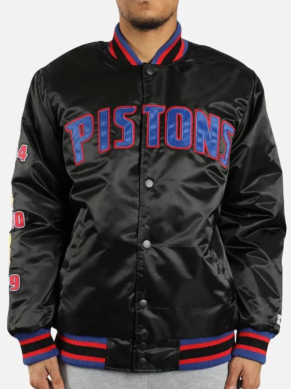 Detroit Pistons Finals Black Satin Jacket