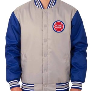 Detroit Pistons Gray/Blue Poly Twill Jacket