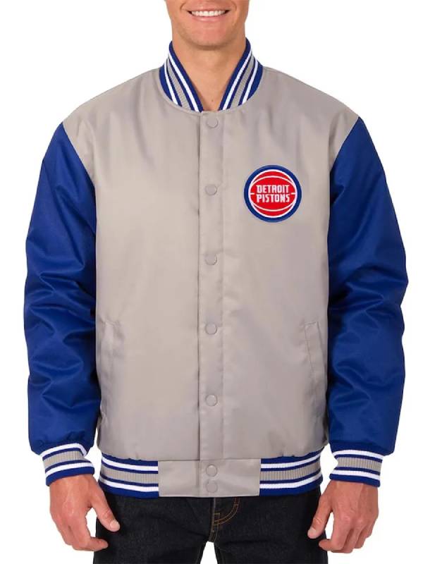Detroit Pistons Gray/Blue Poly Twill Jacket