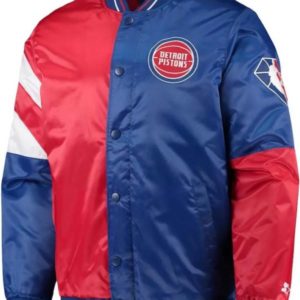 Detroit Pistons Leader Red and Blue Satin Jacket