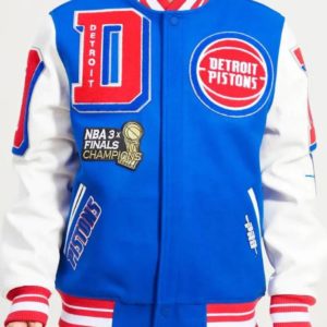 Detroit Pistons Mashup Royal and White Varsity Jacket