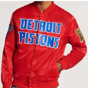 Detroit Pistons Red And Black Satin Jacket