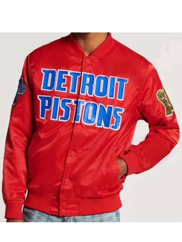 Detroit Pistons Red And Black Satin Jacket