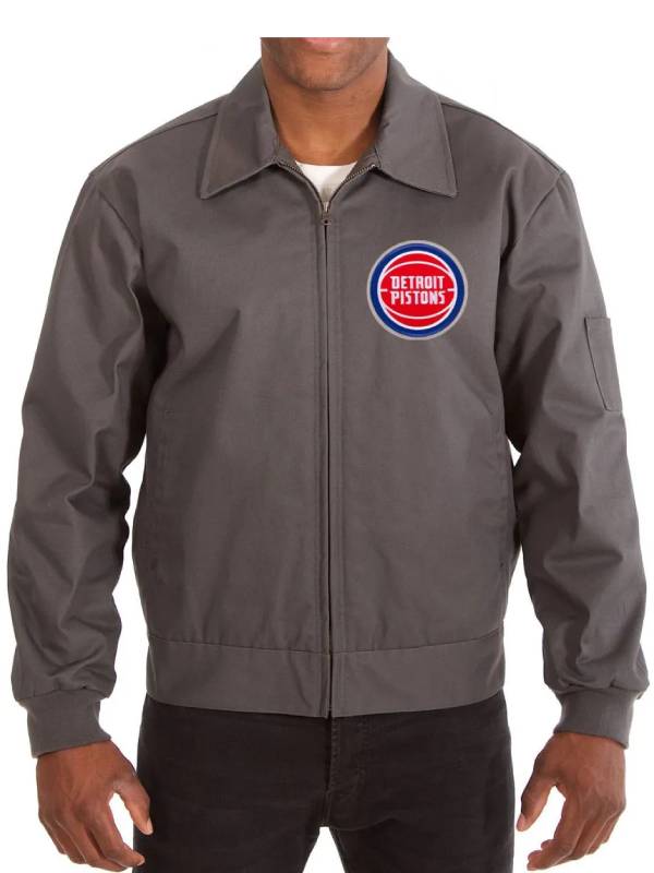 Detroit Pistons Workwear Gray Cotton Jacket