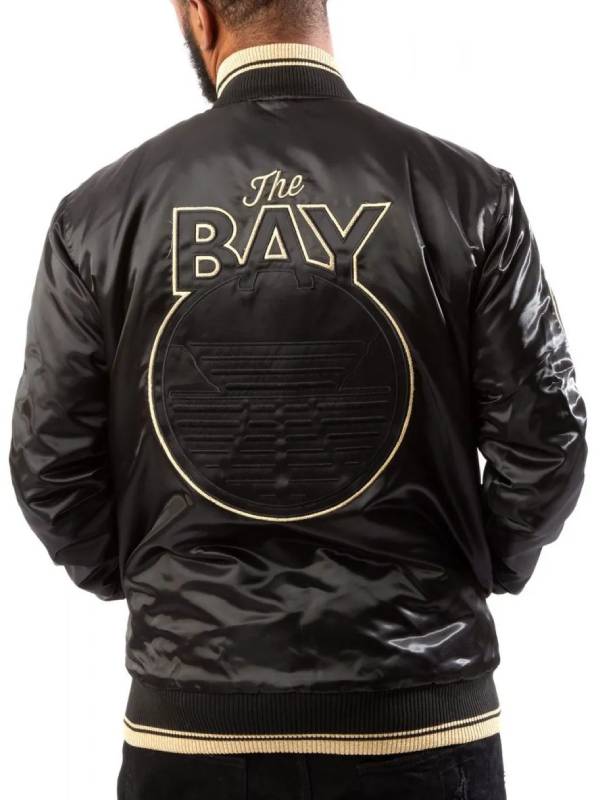 Golden State Warriors Black Bomber Satin Jacket