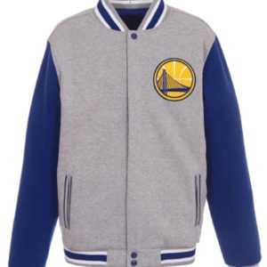 Golden State Warriors Gray And Royal Varsity Jacket