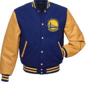 Golden State Warriors Blue And Yellow Letterman Wool Jacket