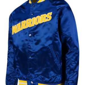 Golden State Warriors Lightweight Blue Satin Jacket