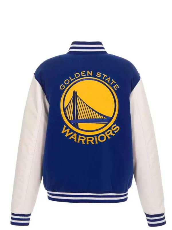 Golden State Warriors Royal And White Wool Jacket