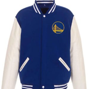 Golden State Warriors Royal And White Wool Jacket