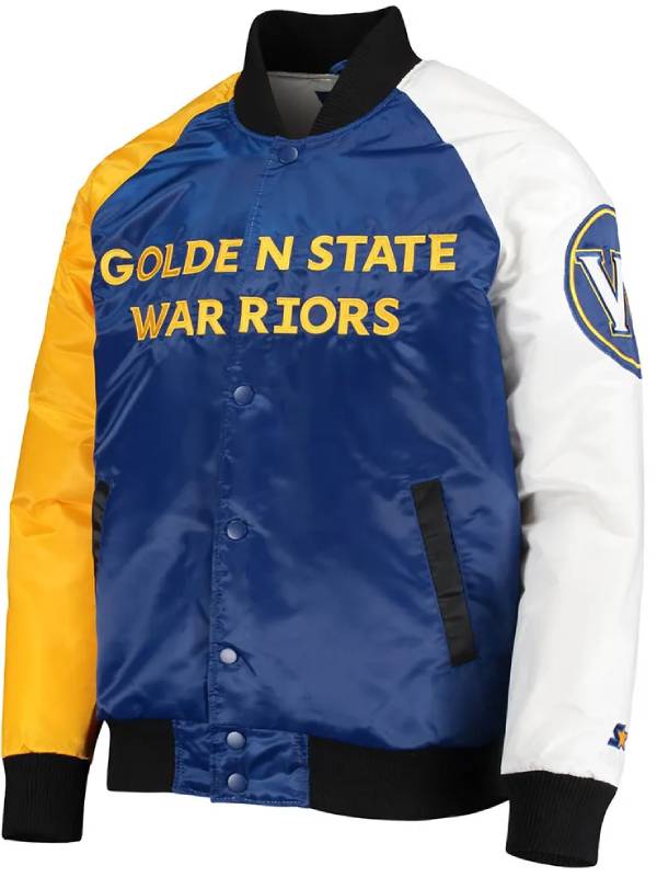 Golden State Warriors Tri-Color Satin Jacket