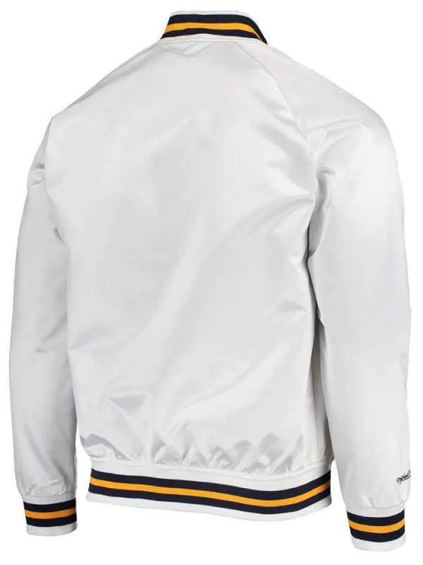 Golden State Warriors White Bomber Satin Jacket