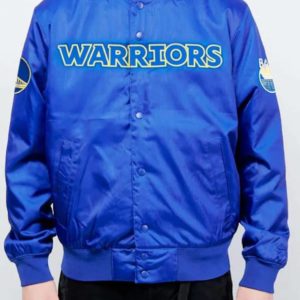 Golden State Warriors Wordmark Blue Satin Jacket