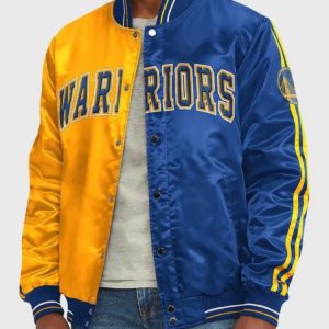 Golden State Warriors Yellow And Blue Satin Jacket