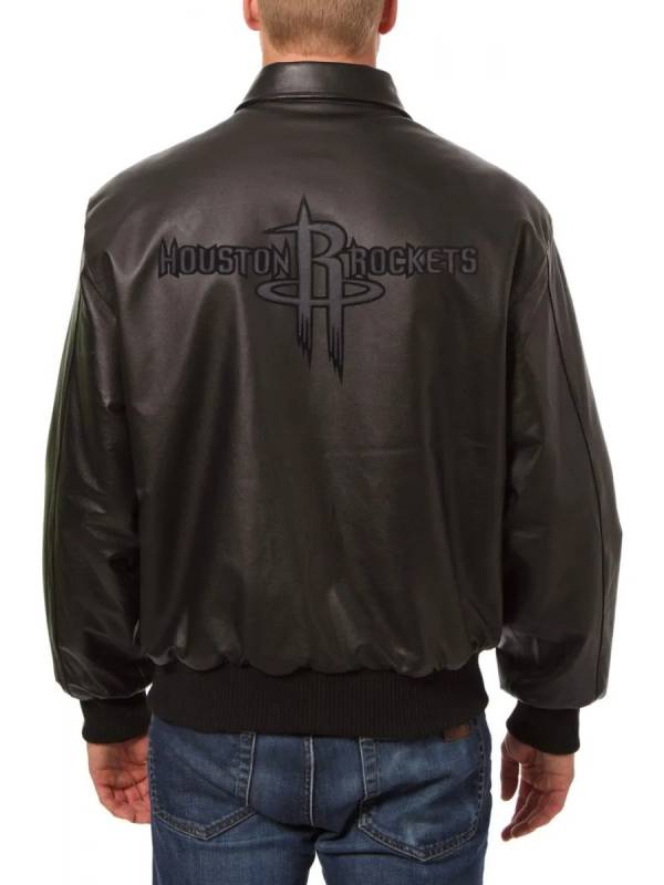 Houston Rockets Black Leather Jacket