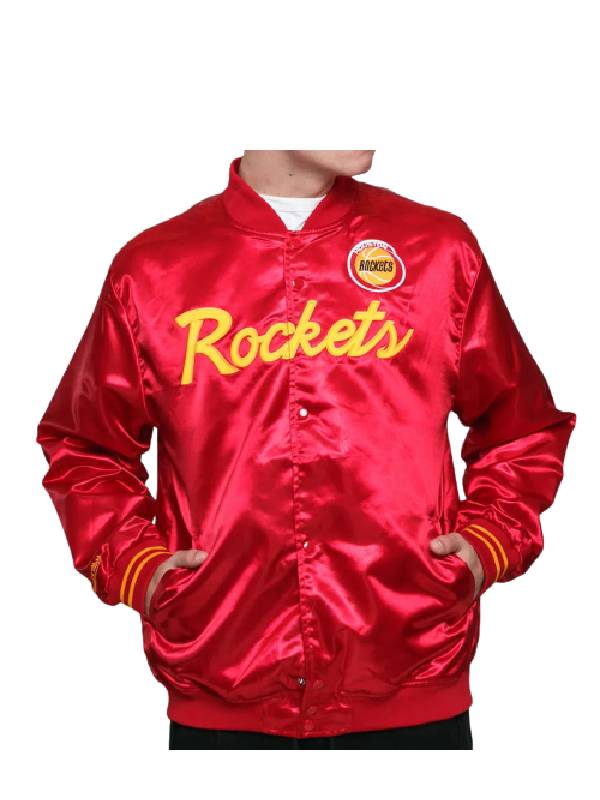 Houston Rockets Lightweight Red Satin Jacket